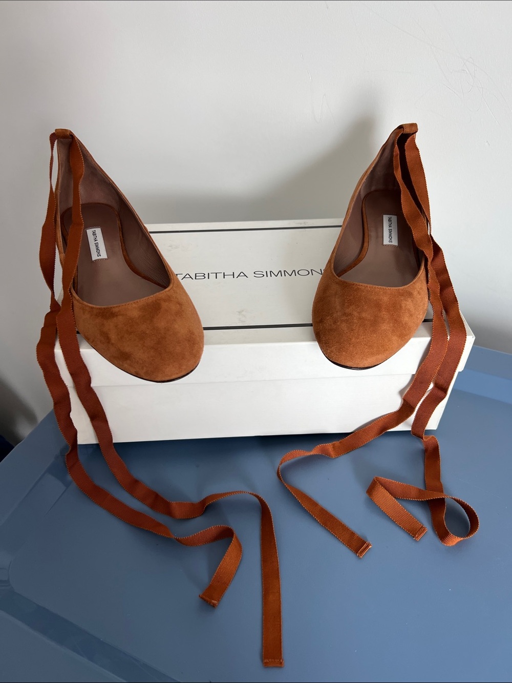 Tabitha Simmons daria cognac kidsuede suede leather warm tan brown ballet flats